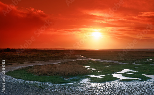 Bay of Somme nature reserve sunrise 