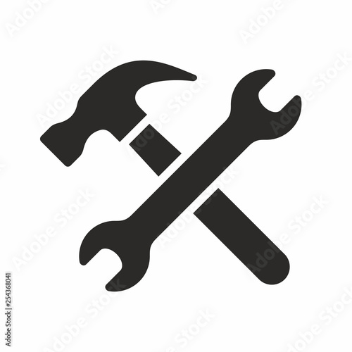 Fototapete Wrench and hammer, tools icon