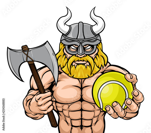 A Viking warrior gladiator tennis sports mascot