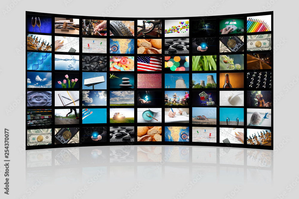 TV with pictures of smart television ,close up. TV with pictures of smart television ,close up.