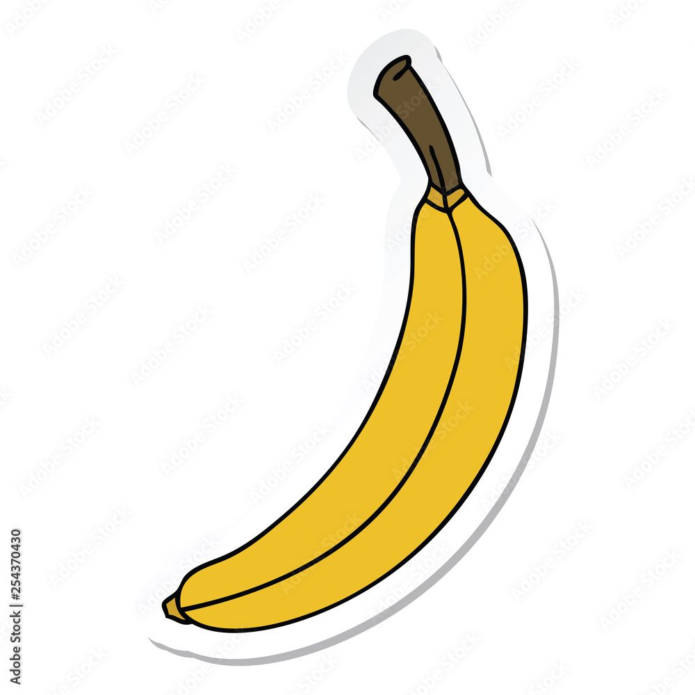 sticker of a quirky hand drawn cartoon banana
