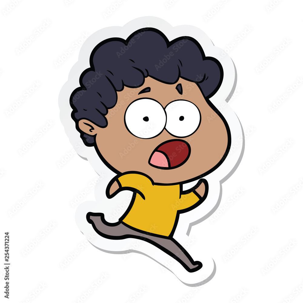 sticker of a cartoon man gasping in surprise sticker of a cartoon man gasping in surprise