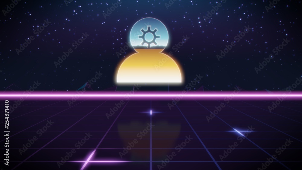 synthwave retro design icon of employee synthwave retro design icon of employee