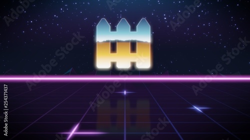 synthwave retro design icon of fence