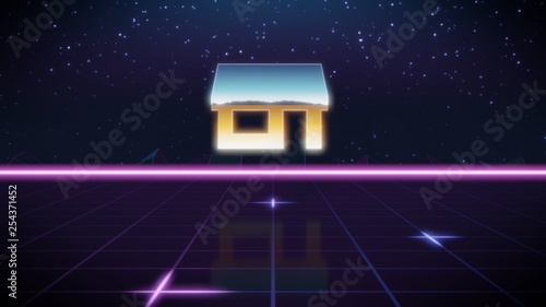 Fényképezés synthwave retro design icon of store