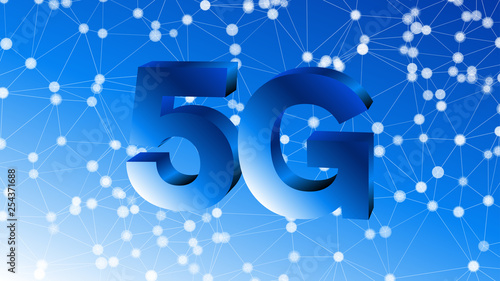 3d vector symbol 5G, abstract shapes background