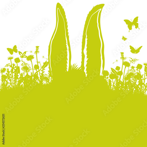 Osterhasenohren im Gras spielt verstecken