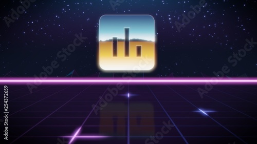 Fényképezés synthwave retro design icon of square