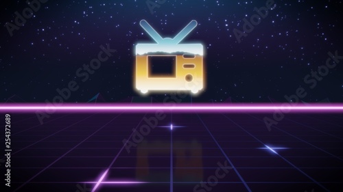 Принти на полотні synthwave retro design icon of television