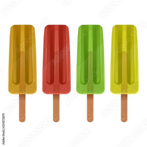 The Ice cream isolated on white background, Set of colorful popsicles, realistic 3d illustration