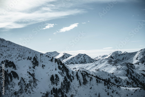 Beautiful winter scenery in Austria. Range nocky mountains in the Alps. photo