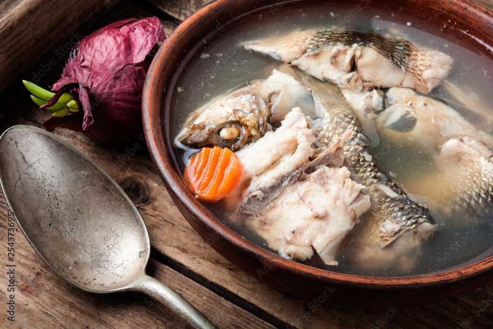 Fish soup in plate Fish soup in plate