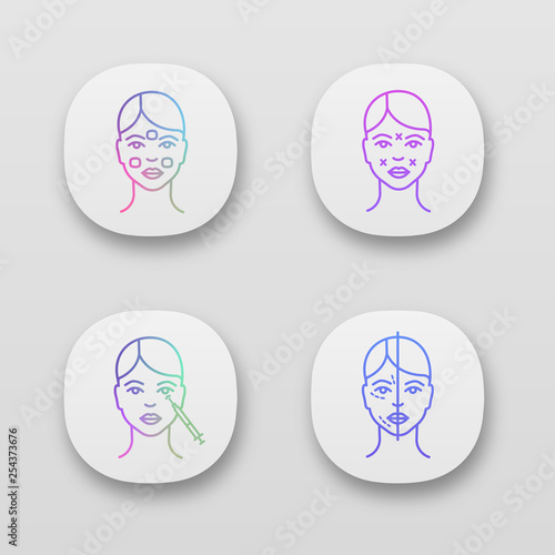Neurotoxin injection app icons set