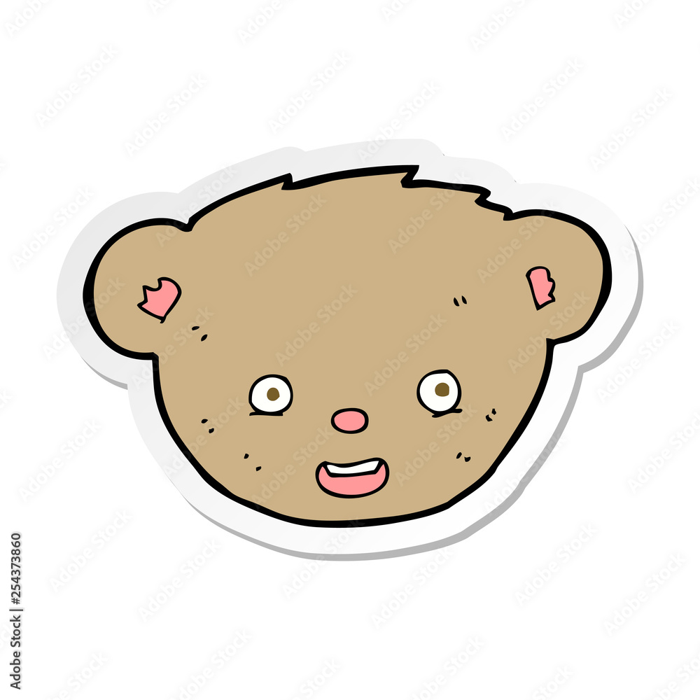 sticker of a cartoon teddy bear face sticker of a cartoon teddy bear face