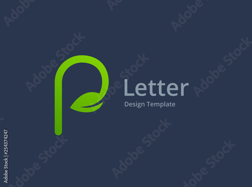 Letter P eco leaves logo icon design template elements
