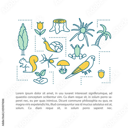 Biodiversity concept linear illustration