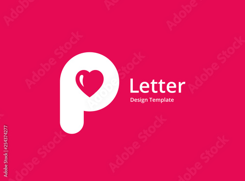 Letter P heart logo icon design template elements