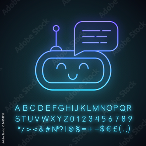 Chatbot message neon light icon