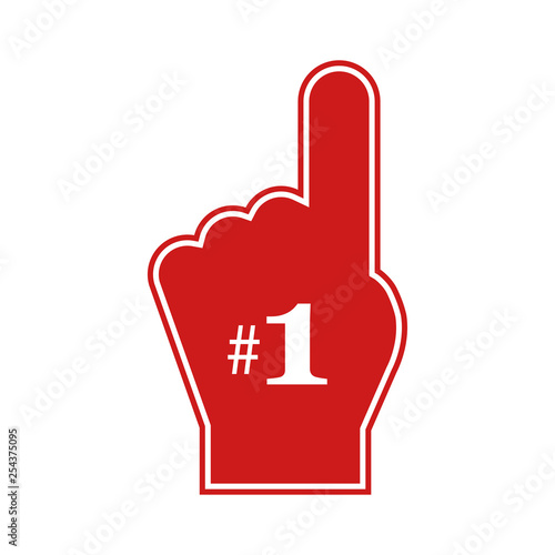 Thumb up Number 1 fan. Number 1 fan. Red foam finger