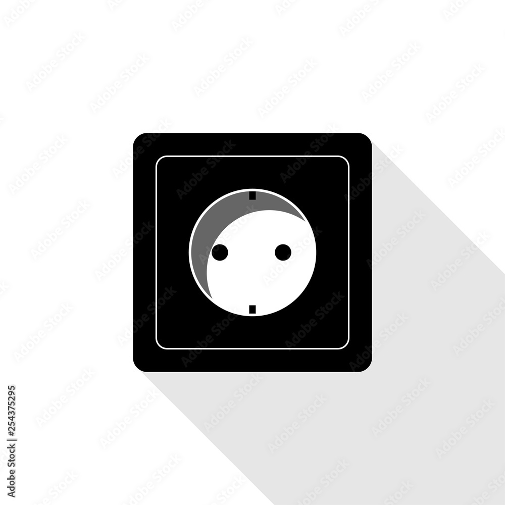 Black socket with shadow in flat design on white background Black socket with shadow in flat design on white background