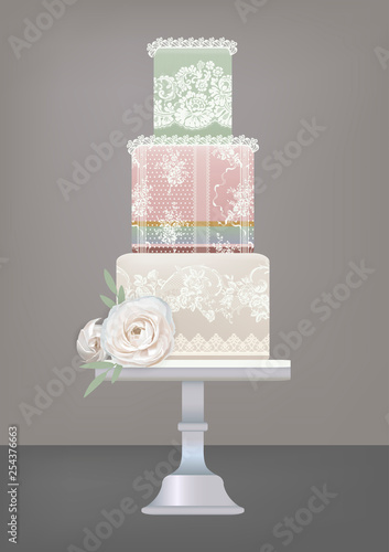 wedding cake with lace decoration