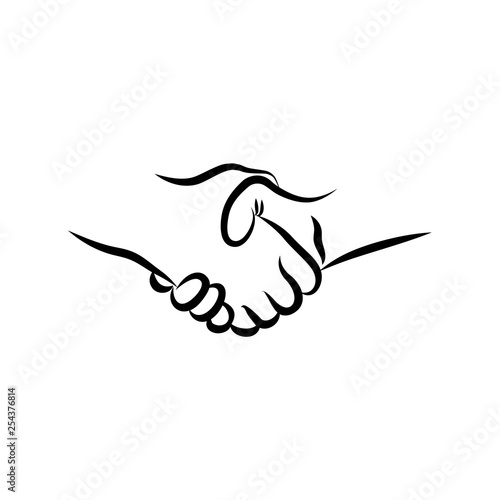 HandshakHandshake. Hand drawn handshake vector illustration. Sketch drawing handshake symbol.e