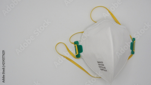 N95 Mask help to protect dust and other particle, put on white background,