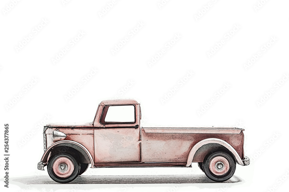 Retro miniature truck. illustration. レトロなミニチュアのトラック　イラスト