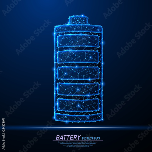 Abstract polygonal light of battery charging icon