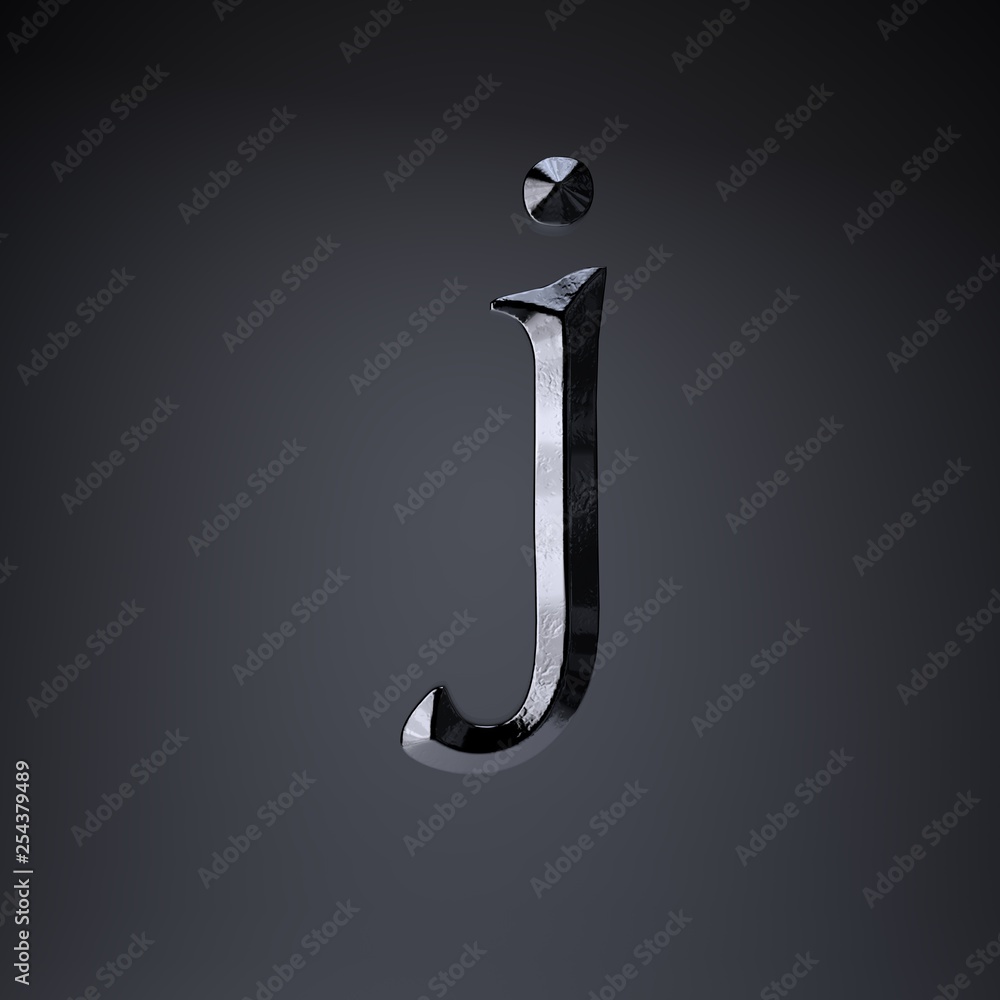 Chiseled iron letter J lowercase. 3d render game or movie title font  isolated on black background. Stock Illustration | Adobe Stock
