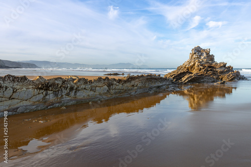 Fototapeta Naklejka Na Ścianę i Meble -  Rock at Atxabiribil beach in Sopelana, Vizcaya, Spain