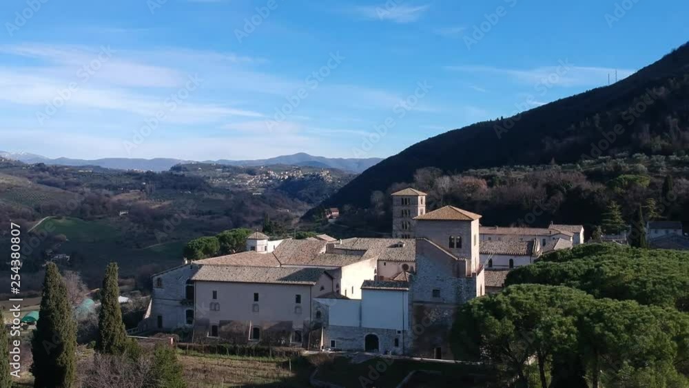 Abbey of Farfa (Lazio, Italy) - It's one of the most famous catholic abbeys of Europe of Benedictine Order, near Rome. Aerial view Abbey of Farfa (Lazio, Italy) - It's one of the most famous catholic abbeys of Europe of Benedictine Order, near Rome. Aerial view