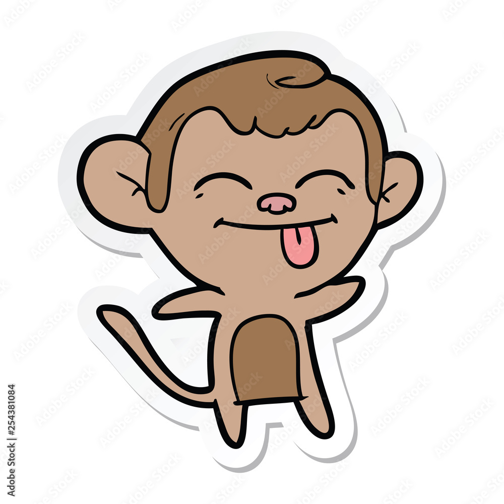 sticker of a funny cartoon monkey sticker of a funny cartoon monkey
