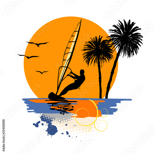 Summer holiday, lonely sailor - vector