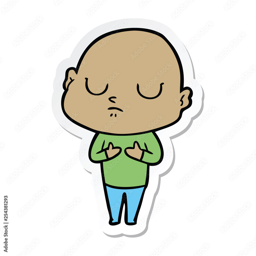 sticker of a cartoon bald man sticker of a cartoon bald man
