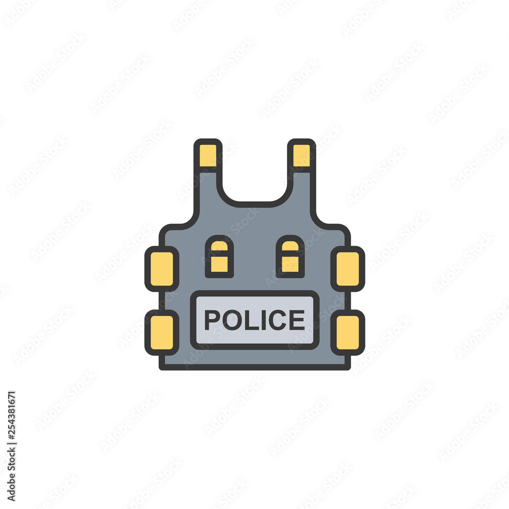 Obraz premium Bulletproof vest flat vector icon sign symbol