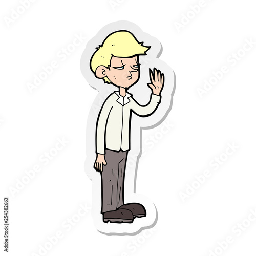 sticker of a cartoon arrogant boy