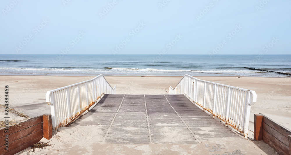 View of a beach entrance, color toning applied.