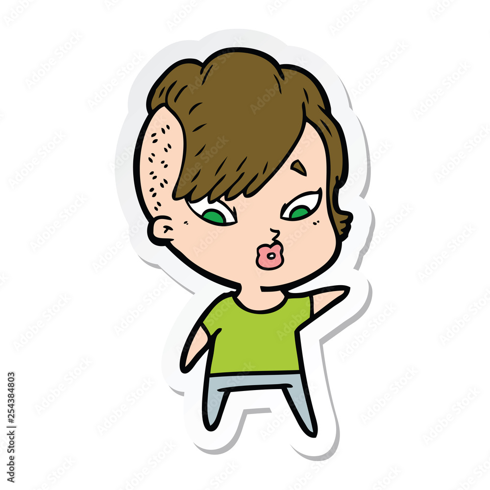 sticker of a cartoon surprised girl sticker of a cartoon surprised girl
