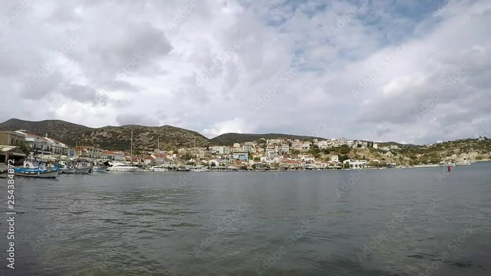 The beautiful port of pythagorion in cloudy weather. The beautiful port of pythagorion in cloudy weather.