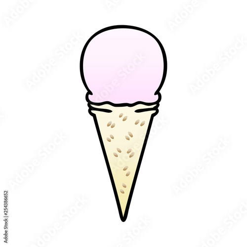 quirky gradient shaded cartoon strawberry ice cream cone