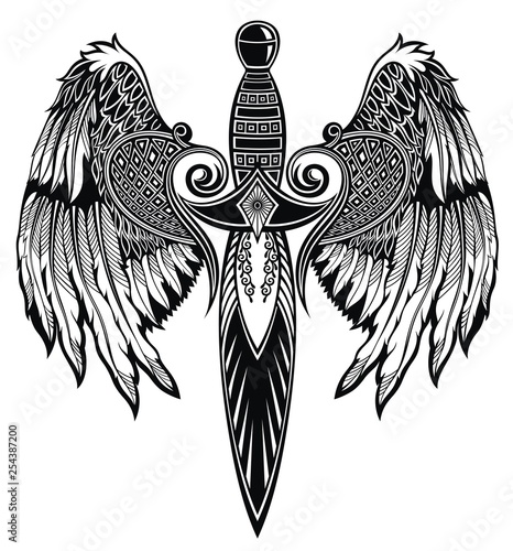  Wing and Dagger . Tattoo design