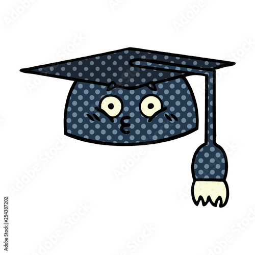 comic book style cartoon graduation hat