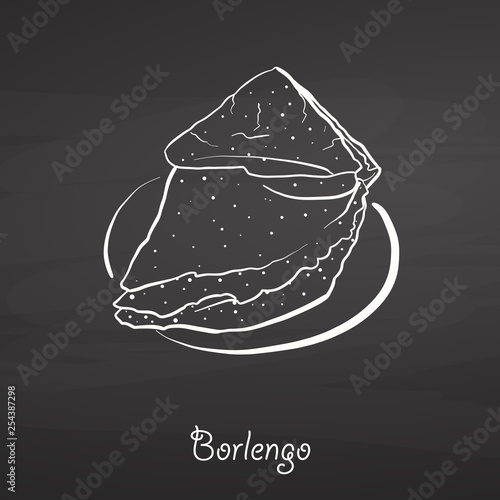 Borlengo food sketch on chalkboard