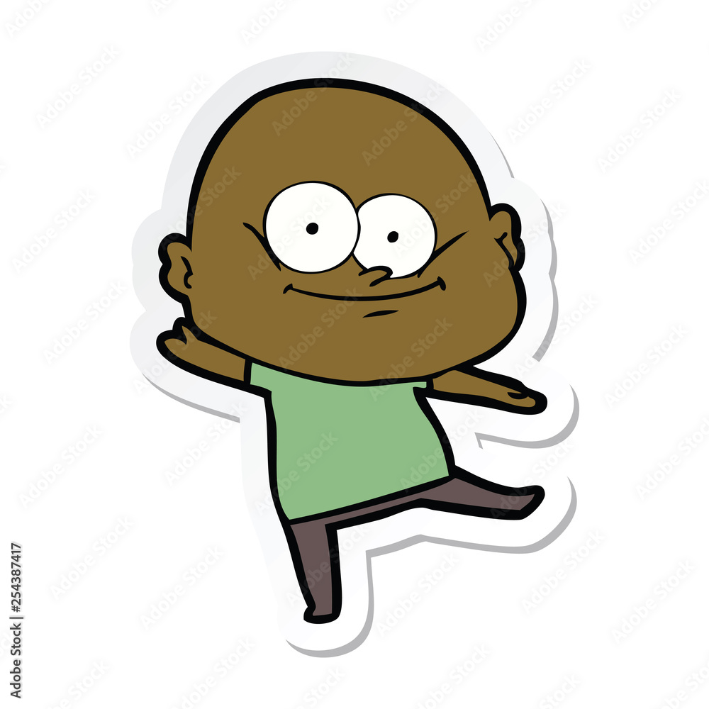 sticker of a cartoon bald man staring sticker of a cartoon bald man staring
