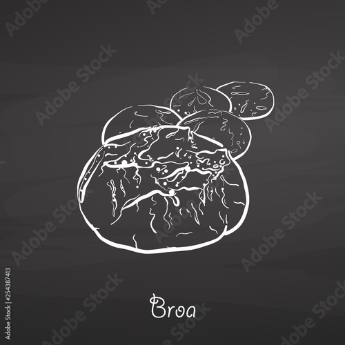 Broa food sketch on chalkboard