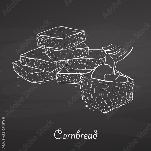 Cornbread food sketch on chalkboard