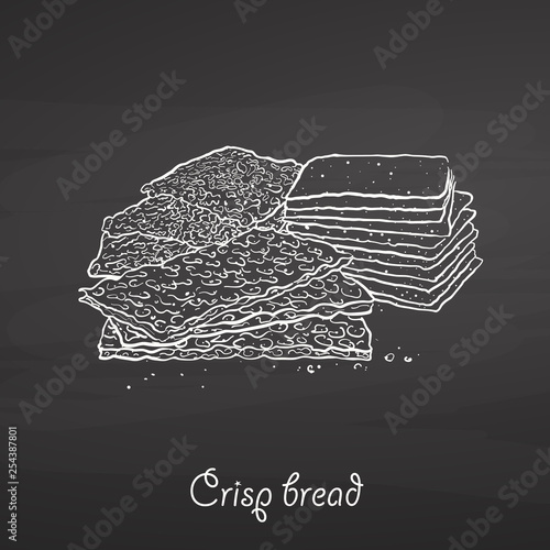 Crisp bread food sketch on chalkboard