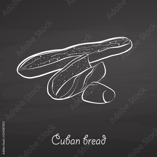 Cuban bread food sketch on chalkboard