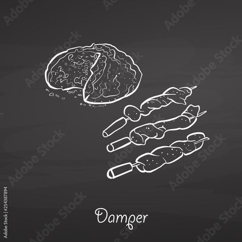 Damper food sketch on chalkboard